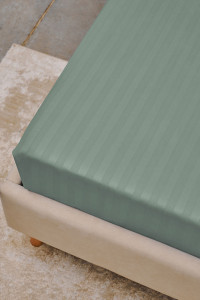 Простыня на резинке страйп-сатин "Зеленый" (последний размер) 140х200