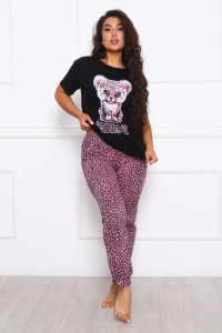 Костюм двойка женский КД-427 кулирка (последний размер) черный-розовый 54