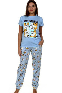 Костюм двойка женский КД-427 кулирка (последний размер) голубой 44,48,54,56