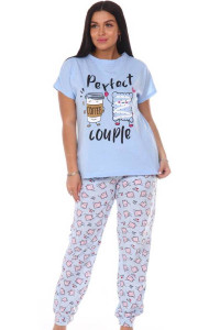 Костюм двойка женский КД-427 кулирка (последний размер) голубой туман 56