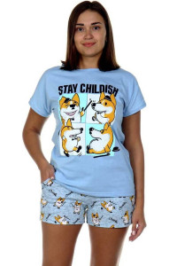 Костюм двойка женский КД-428 кулирка (последний размер) голубой 46,48,52