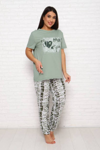 Костюм двойка женский КД-244 кулирка (последний размер) оливковый 52,62