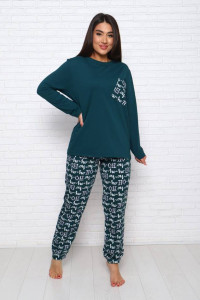 Костюм двойка женский КД-437 кулирка (последний размер) зеленый 62