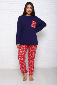 Костюм двойка женский КД-437 кулирка (последний размер) синий-красный 60