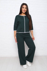 Костюм двойка женский КД-452 футер 2-х нитка с лайкрой (последний размер) зеленый 48,52,54