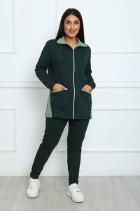 Костюм двойка женский КД-445 футер 2-х нитка с лайкрой (последний размер) салатовый-зеленый 52