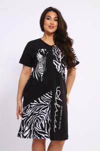 Халат женский Х-00379 кулирка (последний размер) черный-белый 52