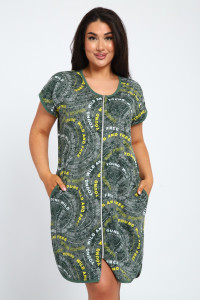 Халат женский Х-00377 кулирка (последний размер) зеленый-белый 46