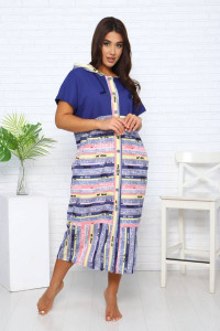 Халат женский Х-371гиг кулирка (последний размер) индиго-розовый 64