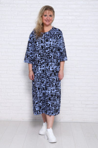 Халат женский Х-00372 кулирка (последний размер) голубой-черный 50