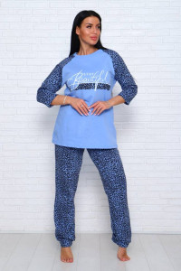 Пижама женская ПЖ-00293 футер с начесом (последний размер) нежно-голубой 60