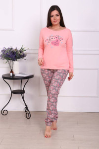 Пижама женская ПЖ-00293 футер с начесом (последний размер) персиковый 52