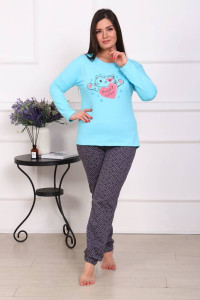Пижама женская ПЖ-00293 футер с начесом (последний размер) голубой 56
