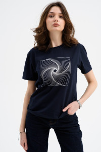 Футболка женская Ф-00711 кулирка (последний размер) темно-синий 52