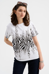 Футболка женская Ф-00711 кулирка (последний размер) белый-черный 50