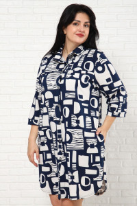 Туника женская Т-0050 кулирка (последний размер) синий-бежевый 48