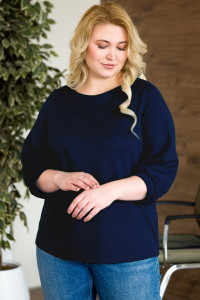Лонгслив женский 0184-09 креп (последний размер) темно-синий 48