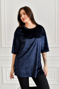 Футболка женская "Велюр" 1368-5 велюр (последний размер) синий 58