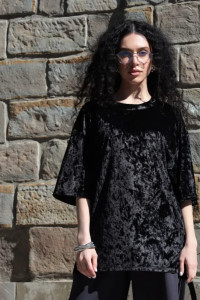 Футболка женская "Велюр" 1368-7 велюр (последний размер) черный 58