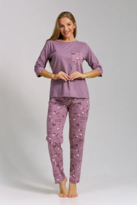 Пижама женская "Юля" 1325-1 кулирка (последний размер) сердце 46,52,58,60