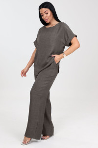 Костюм двойка женский "Шик" КЛ-2572 имитация льна (последний размер) земля 58