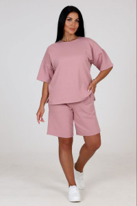 Костюм двойка женский КФ-45 футер (последний размер) пудра 48,52