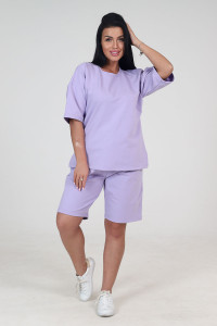 Костюм двойка женский КФ-45 футер (последний размер) сирень 54,56