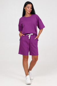 Костюм двойка женский КФ-45 футер (последний размер) темная сирень 54,56