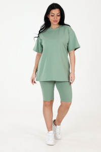 Костюм двойка женский КК-1503 кулирка с лайкрой (последний размер) оливка 56