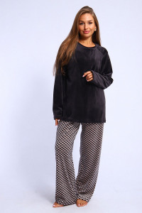 Костюм двойка женский №192 стрейч велюр (р-ры: 48-58) коричневый