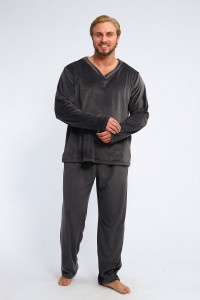 Костюм двойка мужской №193.1 стрейч велюр (р-ры: 48-58) серый