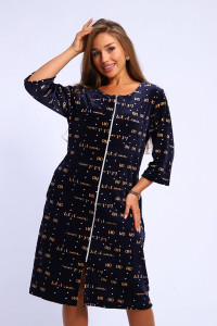 Халат женский №194 стрейч велюр (р-ры: 48-58) синий