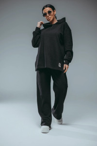 Костюм двойка женский "Соната" рибана жаккард пенье с лайкрой (р-ры: 44-58) чёрный