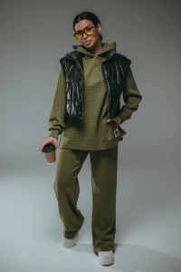 Костюм двойка женский "Соната" рибана жаккард пенье с лайкрой (р-ры: 44-58) хаки