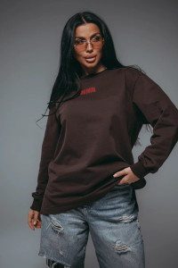 Свитшот женский "Русь" футер 2-х нитка пенье фирча (р-ры: 44-58) шоколад