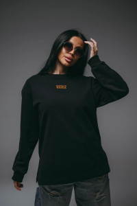 Свитшот женский "Русь" футер 2-х нитка пенье фирча (р-ры: 44-58) чёрный