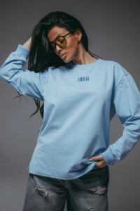 Свитшот женский "Русь" футер 2-х нитка пенье фирча (р-ры: 44-58) голубой