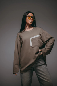 Свитшот женский "Дабл" трикотаж вафля (р-ры: 48-70) хаки