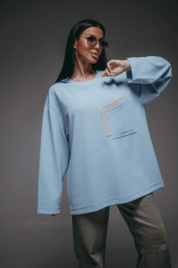 Свитшот женский "Дабл" трикотаж вафля (р-ры: 48-70) небесный