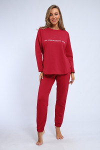 Пижама женская "Оливия" М391 футер (р-ры: 46-60) бордо