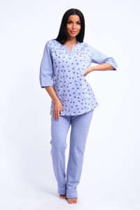 Пижама женская 01059 футер с начёсом (р-ры: 48-60) голубой