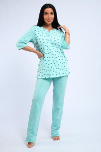 Пижама женская 01059 футер с начёсом (р-ры: 48-60) бирюзовый