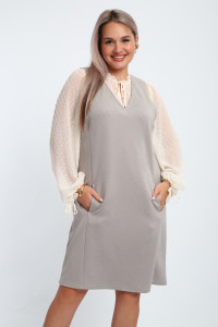 Сарафан женский №32739 тесла (р-ры: 48-58) светло-серый