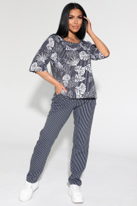 Костюм двойка женский №1798/6 кулирка (р-ры: 48-62) графит