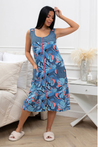 Халат женский "Римма" кулирка (р-ры: 50-60) цветы