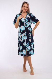 Халат женский "Кокетка" кулирка (р-ры: 52-70) голубая сакура