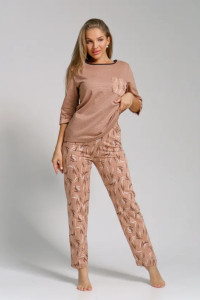 Пижама женская "Юля" 1326 футер (последний размер) коричневый 46,56,58