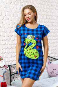 Туника женская "Стрекоза" 1338 кулирка (последний размер) синяя змея 58