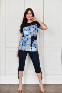 Костюм двойка женский "Сара" 1208-1 кулирка (последний размер) ромашка 60