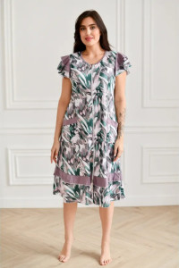 Халат женский "Астра" 1178-2 кулирка (последний размер) цветы на сером 52